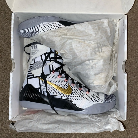 BRAND NEW Kobe 9 Elite Gold Fundamentals 2014 White/Gold Men’s Size 13 OG (RARE) main image 4